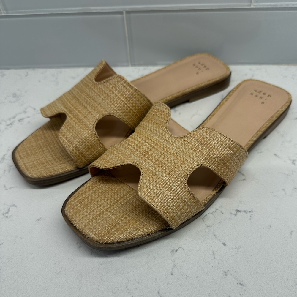 A New Day Tan Woven Sandals with Intricate Strap